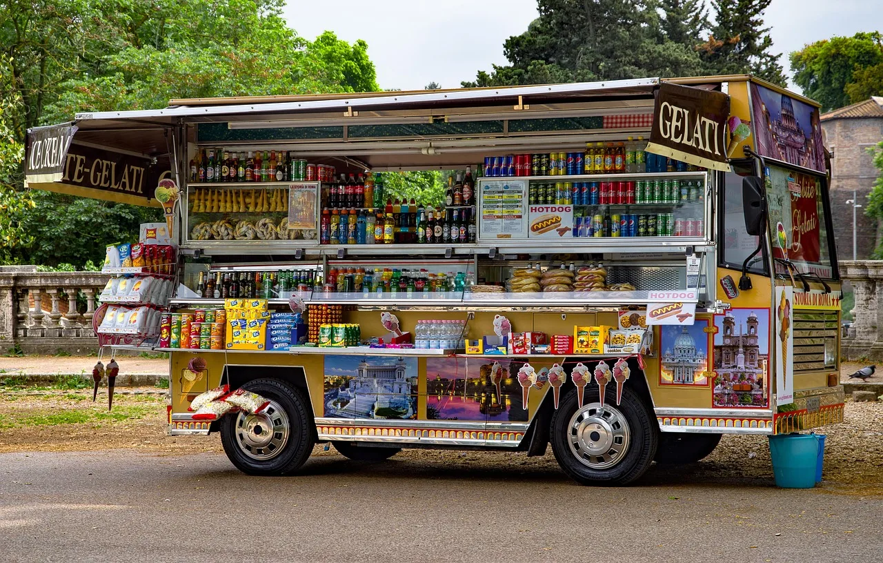 van, sale, drink, fresh, ice, gelato, gelati, villa borghese, rome, italy, europe, tourism, brown sales, van, van, van, van, van, gelato, gelato, villa borghese. Bilingual Gelato Packaging: CFIA Rules for Canadian Shops