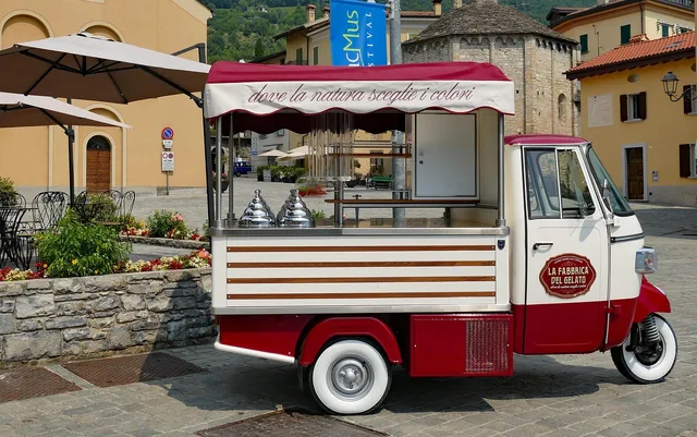 italy, ice cream van, ice cream, summer, ice cream sales, tricycle, supplier, ice cream seller, nature, ice cream cart, gelato. Cottage food laws gelato cart: frozen dairy rarely qualifies