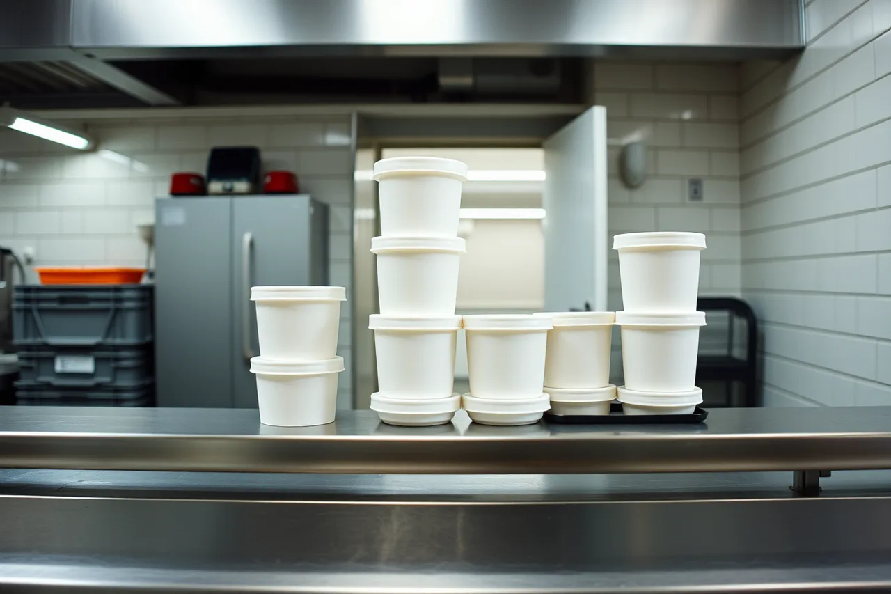 Stacked labeled wholesale gelato tubs ready for restaurant delivery (Setting ice cream shop prices that cover costs and leave a margin)