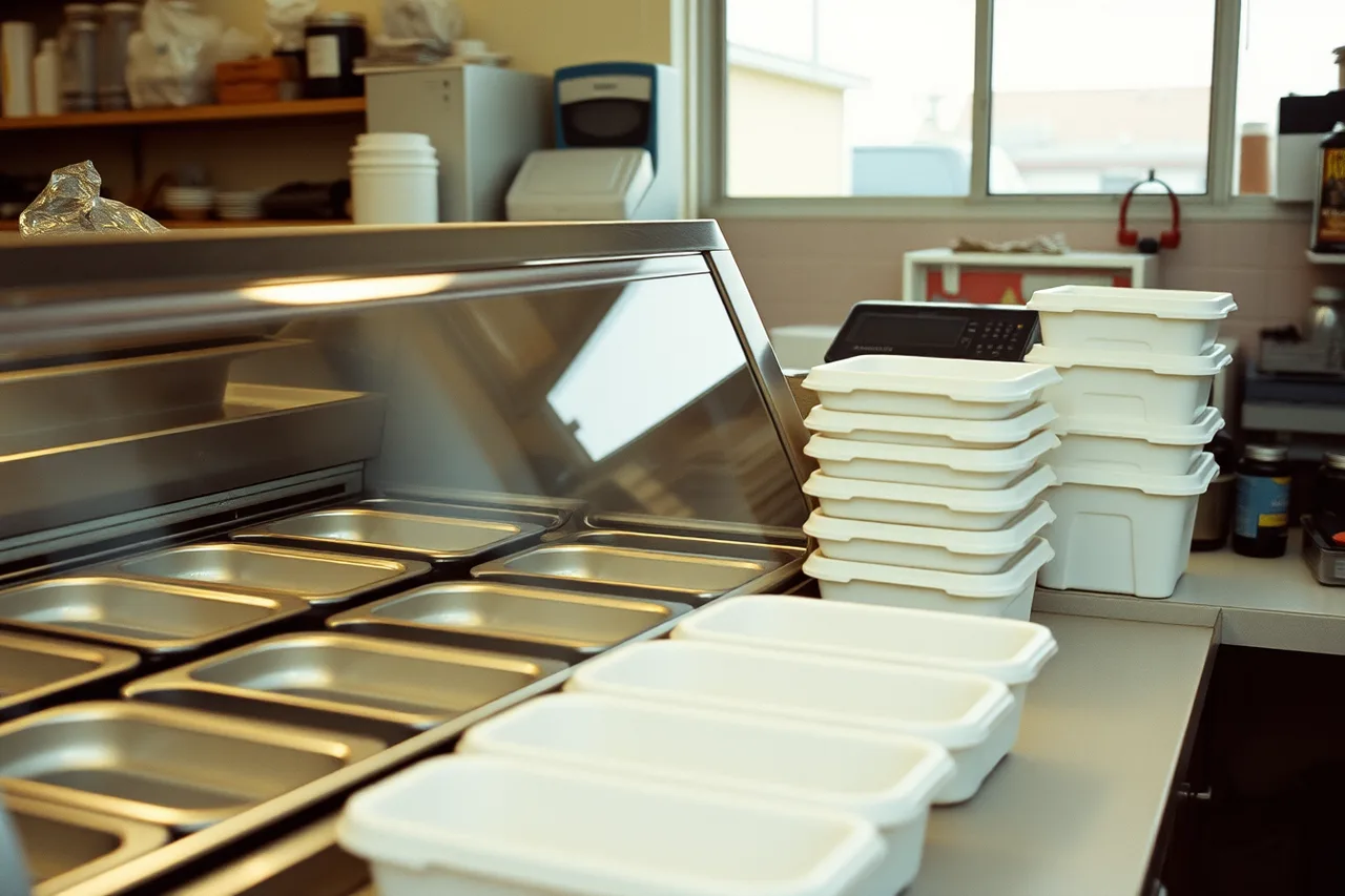 Worker checking display case pans against a hold-time sheet at close (Getting ice cream shop staff up to speed: the checklist)