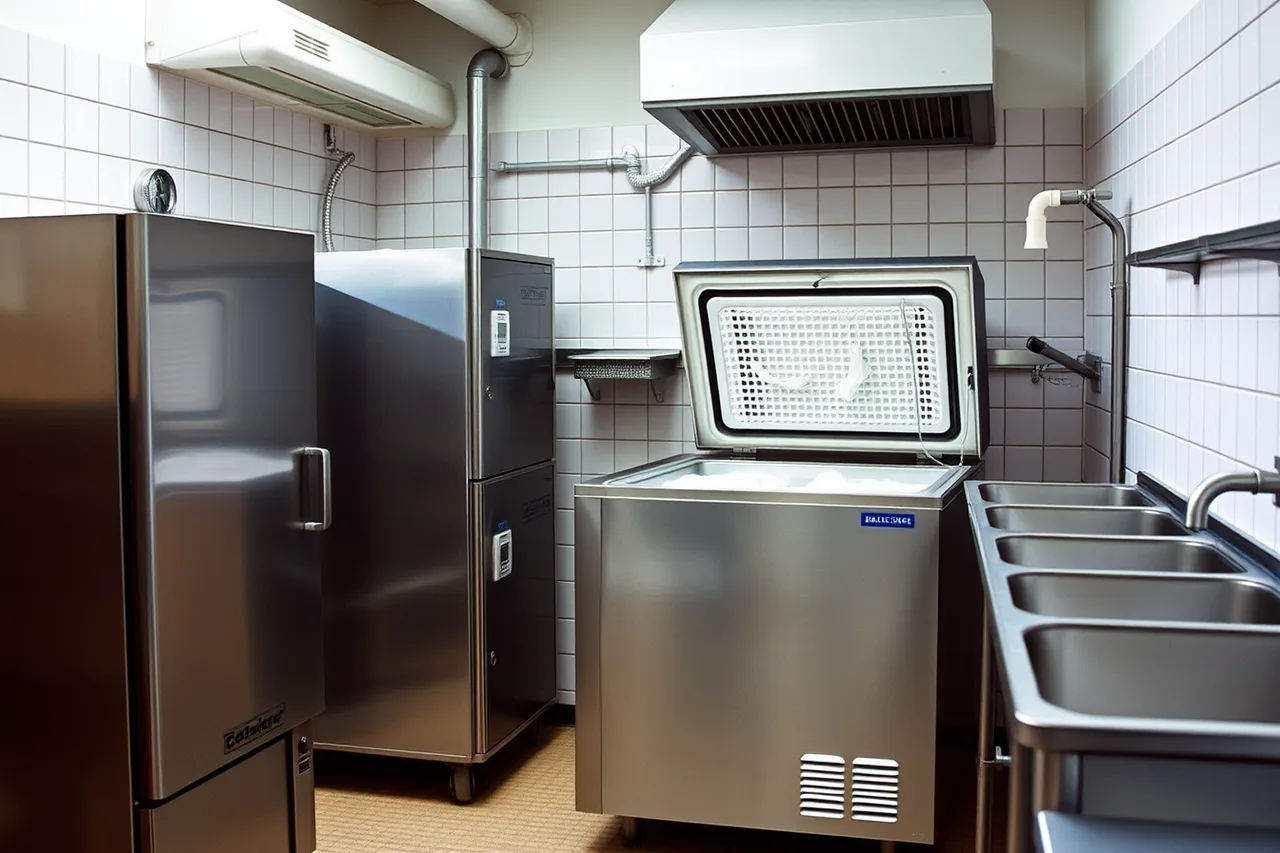 Batch freezer, pasteurizer and blast chiller in a gelato production room (Capital for an ice cream shop: what it takes and where it comes from)